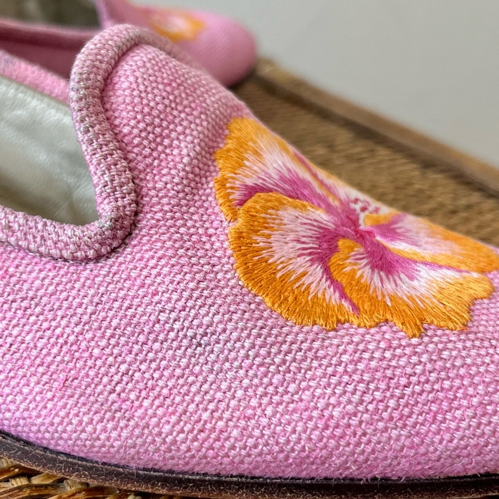 Stubbs & Wootton Pink Embroidered Floral Canvas Loafers - Picture 7 of 7